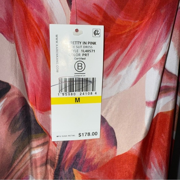 NWT Karen Kane tropical Dress Soft Silky Cupro Breathable M Summer Cruise wear - Picture 10 of 15